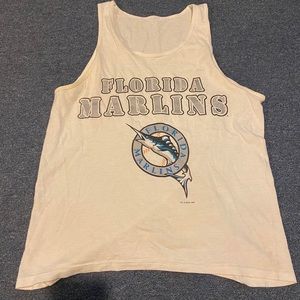Vintage 90s Florida Marlins 1999 White Tank Top  Size Large MLB baseball Miami.